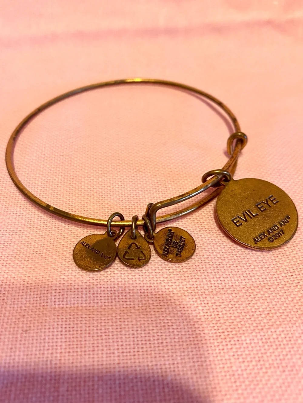 Alex and Ani Hamsa Charm Bangle Bracelet Blue Crystal Evileye Gold Bling Sparkle